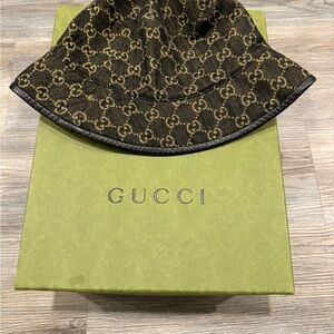Gucci Black and Gold Monogram Hat